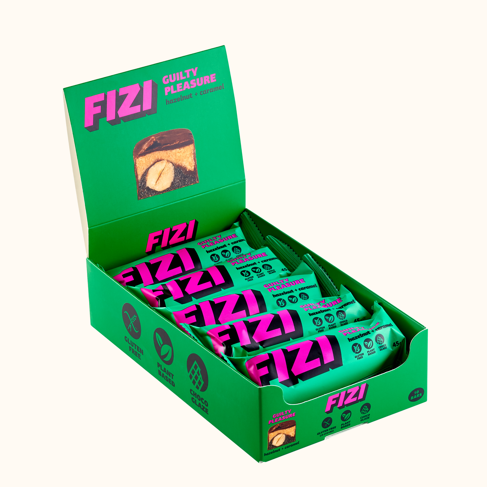 Шоколадний батончик з фундуком та карамеллю купити в Україні | FIZI